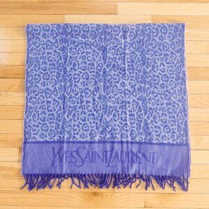 ✨ Yves Saint Laurent Light Purple Wool Leopard Print Scarf ✨